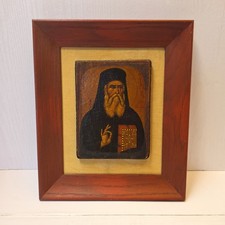 Greek Orthodox Icon of Saint Nektarios of Aegina Hand Crafted Byzantine Art picture