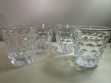 VTG AMERICAN FOSTORIA CUBIST CLEAR ROCKS GLASSES~SET OF 4 -3.5