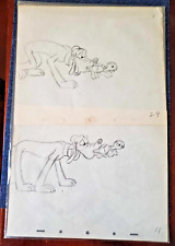 Two (2) 1947 Disney Pluto Original Animation Sketches 