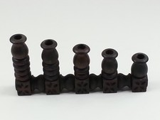 Retro Goth Vintage  1970s Mediterranean Spanish Revival 5 Slot Wood Candleholder picture