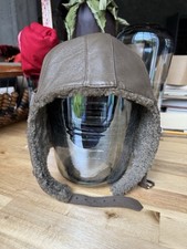 Vintage  Winter Pilot Helmet Leather Original Soviet Era USSR picture