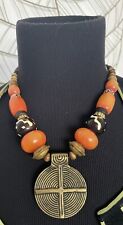 Spiral Brass Morrocan Necklace Jewelry Pendant Tribal African Beads Statement picture
