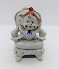 Vintage 1950s Japan Gilt Porcelain Elf On Victorian Chair Pixie Sprite 3