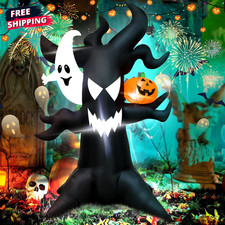 6FT Halloween Haunted Tree Inflatable Ghost LED Pumpkin Yard Decor picture
