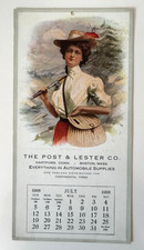 July 1908 Advertising Calendar Post & Lester Automobile Supplies Hartford woman picture