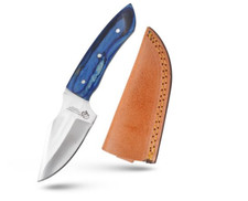 Wild Turkey Blue Wood Fixed Blade Skinner Hunting Knife Leather Sheath 8