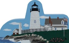 Cat’s Meow Village Pemaquid Point Lighthouse R754 New Harbor Maine Wood Sitter picture