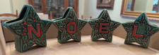 Vintage Lipper Mann Christmas NOEL STAR Candle Holder Vase Holly Berry picture