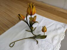 Vtg. Italian tole metal tulip candlestick with snuffer set. picture