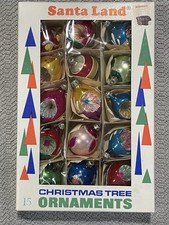 Excellent Vintage Santa Land 15 Hand Blown Glass Christmas Tree Ornaments picture