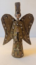 Vintage Paper Mache Angel Abelardo Ruiz Mexico 1960's Big Eyes Candle/13
