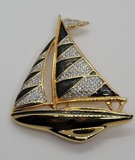 Swarovski Signed Sailboat Brooch Pin  picture