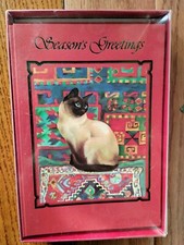 Vintage Renaissance Recycled Greeting Cards BOX OF 15 Christmas Siamese Cat picture