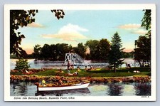 JH6/ Indian Lake Ohio Postcard c1940s Silver Isle Bathing Beach 8 picture