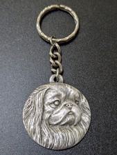 Vintage 1982 Rawcliffe Pewter I LOVE MY PEKINGESE Keychain 3D Dog P Davis picture