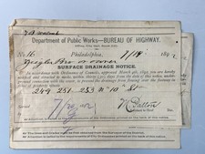 Philadelphia Bureau of Highways 1892 Sewer Sidewalk Notices Original Lot picture