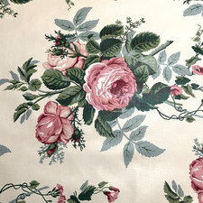 Vintage Cyrus Clark Rose Floral Cotton Decorator Fabric 1.20 yd Teflon 56