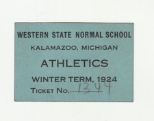 1924 WESTERN STATE NORMAL SCHOOL KALAMAZOO ATHLETICS WINTER TERM TICKET STUB picture