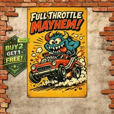 Bustin' Loose Retro Cartoon Metal Wall Sign Vintage Tin Decor 8x12 picture