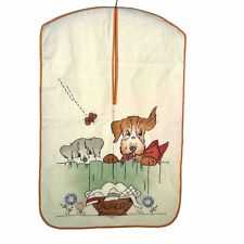 Vintage Embroidered Hanging Laundry Bag Puppy Dogs picture
