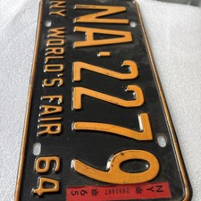 1964 New York World’s Fair License Plate With Registration Sticker - “ picture