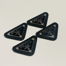 Designer Black Triangle Silver Logo Plate Leather Set of 4 picture