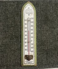  Vintage Chaney Tru-Temp Thermometer Wood Frame Green Art Deco USA Wall Mount picture