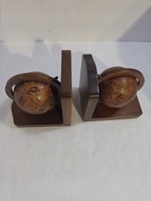 Old World Spinning Globe Wooden Book Ends, Made In Italy picture