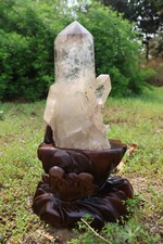 10.12LB TOP natural clear quartz obelisk crystal high-quality wand point +Stand picture