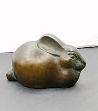 Vintage Metal Hare Bunny Rabbit Paperweight Figurine picture