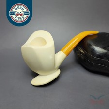 Ismet Bekler Smooth Cup and Saucer Estate Block Meerschaum Pipe, Unsmoked picture