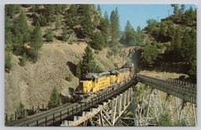 Union Pacific Train on Keddie Wye Bridge California Photochrome Postcard picture