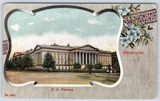 Pre-1907 U.S. TREASURY BUILDING WASHINGTON DC FANCY BORDER POSTCARD picture