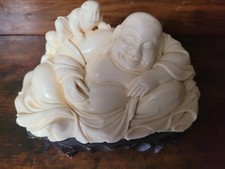 Vintage Chinese Laughing Buddha w/ Children / Fertility Buddha faux ivory color picture