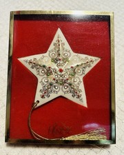 Vtg 1999 Lenox China Jewels Star Christmas Ornament Ivory Gold Boxed 6025951 picture