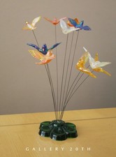 COOL MID CENTURY MODERN KINETIC LUCITE WIRE SCULPTURE ART VTG BIRDS 50s 60s picture