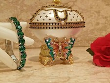 Girlfriend birthday Anniversary Sister Gift Faberge egg trinket Real Egg 24kGold picture