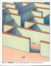 Guy Billout - Small White Mouse Running on the Floor 1987 Art Print AK9-2 picture