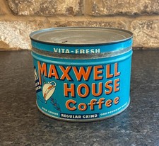 Vintage Maxwell House Coffee Tin 1 lb Regular Grind Vita Fresh Advertising Can picture