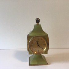 FINE VINTAGE IMHOF WEATHER STATION CLOCK BAROMETER HYGROMETER SWISS-JADE OYNX picture