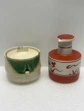 Seto Ware Small Ceramic Container For Sugar Etc. With Lid Lot Of 2 Vintage picture