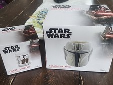 🔥 Disney 2023 Star Wars The Mandalorian Ceramic Tiki Mug & HAN SOLO TUMBLER NIB picture