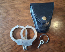 Vintage Smith And Wesson 1970's Model 90 Service Handcuffs w/ Key and Belt Case picture