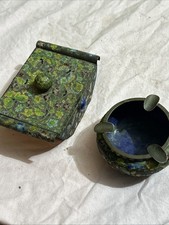 Vintage cloisonne enamel Ashtray And Cigarette Box. picture