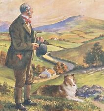 ANTIQUE 1930 IRELAND COUNTRY GENT & COLLIE DOG ART WALL CALENDAR L MCKAY BELFAST picture