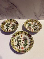 Vintage Chinese Dragon and Phoenix Bowls Jingdezhen 4” lot of 3 picture