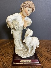 VTG 1983 B. Merli Florence Capodimonte Boy with Lamb Figurine 7.5” picture