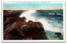Along the Rock Shore Casco Bay Portland Maine Stamp Crashing Waves Beverly Hills picture