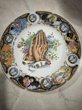 Lefton Jesus Praying Hands Life Of Jesus Plate Porcelain 10.5” Japan Vtg picture