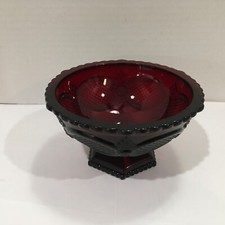 AVON Cape Cod Ruby Red Glass Footed Candy Dish  6